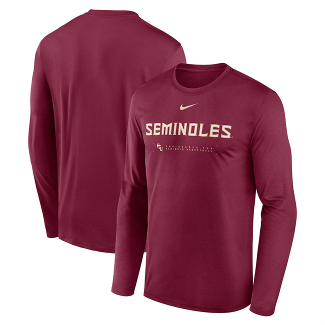 Men's Florida State Seminoles Red 2025 Courtside Basketball Shootaround Legend Dri-FIT Long Sleeve T-Shirt